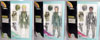 Le 3 action figures nelle loro confezioni